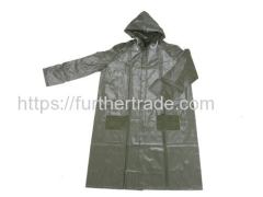 R-1056-9 GREEN HEAVY DUTY PVC VINYL LONG RAIN JACKETS FOR MEN