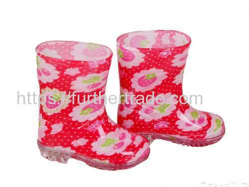 RB-1001 RED FRUIT PRINT PVC VINYL TODDLER RAIN BOOTS