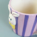 Purple stripe ceramic Tea mug with Rabbit animal pattern