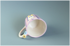 Purple stripe ceramic Tea mug with Rabbit animal pattern