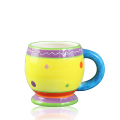 Rotundity ceramic big coffee mug with big handle for decorative
