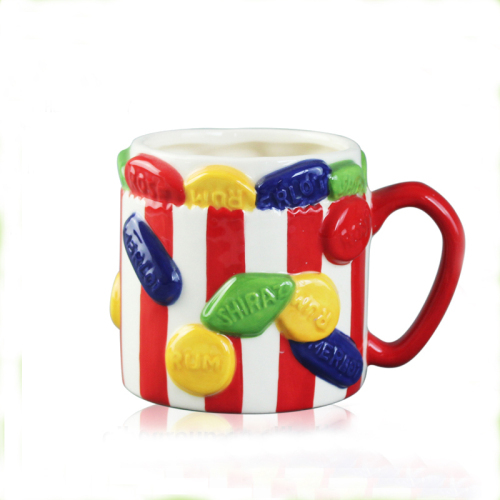 Candy ceramic Large coffee mugs with red stripe for decorative