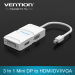 Vention 3 In 1 Mini DP Displayport To HDMI/DVI/VGA Display Port Cable Adapte