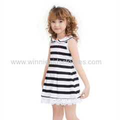 Brand professional children clothing stripes cotton girl dress