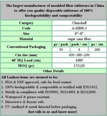 Disposable pulp mould bagasse 3-compartment food container