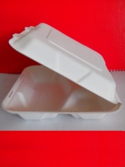 9'' 3-compartment clamshell Disposable Bagasse Pulp Food Container Food Packaging