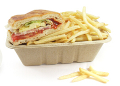 shallow square box salad bowl single use box Eco-friendly biodegradable tableware / pulp bowl