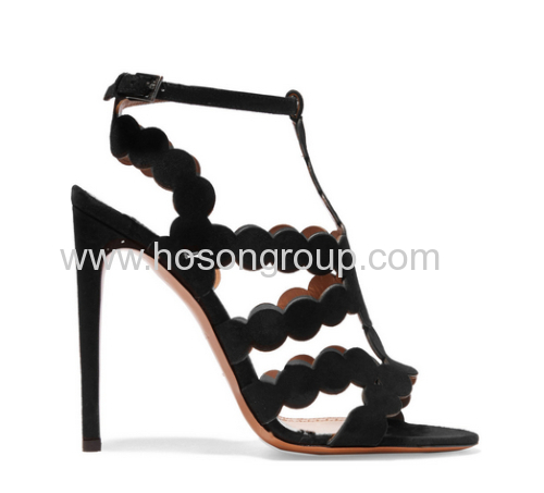 New style black hollowed out high heel dress sandals
