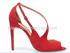 New style red peep toe buckle stiletto heel sandals