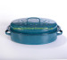 18 inch oval roaster pan cast iron enamel cookware turkey pan