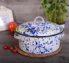 5QT white+blue color painted cast iron enamel soup pot