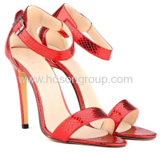 New fashion snake texture stiletto heel dress sandals