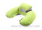 Comfortable Inflatable Travel Neck Pillow PVC Flocking Material With Pouch