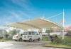 Permanent Steel Structure Car Shelter Canopy Sunshade With PVDF Cover