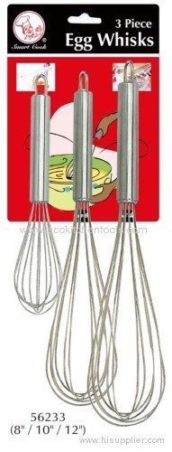 3 pc S.S. Egg Whisk Set (8" / 10" / 12")