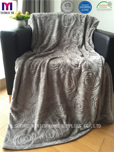 Solid Color Cutting Rose Design Flannel Blanket