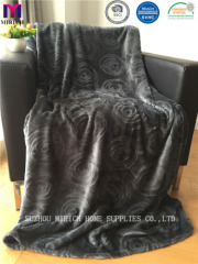 Solid Color Cutting Rose Design Flannel Blanket