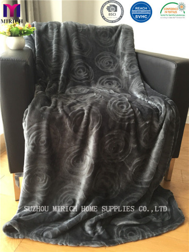 Solid Color Cutting Rose Design Flannel Blanket