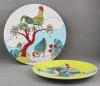 chinese style customized color painted enamel round plate