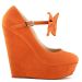 New fashion multi color bowtie wedge heel shoes