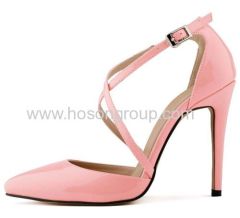 New style buckle and elastic band high heel pump shoes