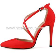 New style buckle and elastic band high heel pump shoes