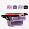 Aluminum cosmetic case with extendable tray