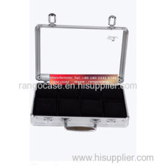 Slots Storage Travel Black Silver Aluminium Tin Watch Box Case