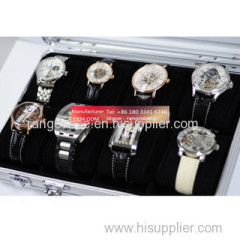 Slots Storage Travel Black Silver Aluminium Tin Watch Box Case