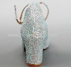 Pretty rhinestone round toe chunky heel wedding shoes