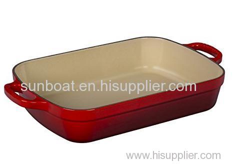 cast iron enamel baking tray with handle