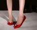 Fashion red bowtie pointed toe flat wedding shoes