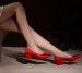 Fashion red pointed toe chunky heel wedding pump shoes