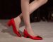 Fashion red pointed toe chunky heel wedding pump shoes