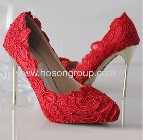 New style red appliques stiletto heel wedding shoes