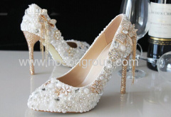 New style beading and chains stiletto heel wedding shoes