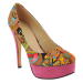 New style round toe African Printed Fabric high heel shoes