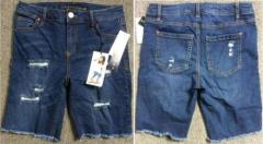 Ladies cotton broken-holes denim carpri pant