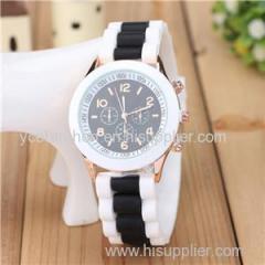 Two Colors Band Japan Quartz Movement Silicone Sports Watch