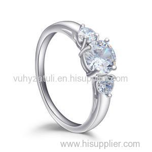 White Gold Plated Cz Ring