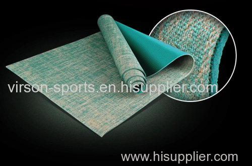 wholesale custom printed non slip ecofriendly jute PVC yoga mat