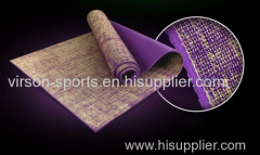 custom printing Natural Jute + eco friendly PVC yoga mat for yoga