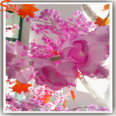 Pink silk flower metal tree artificial mini LED cherry blossom tree lights tree
