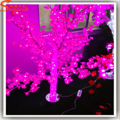 Pink silk flower metal tree artificial mini LED cherry blossom tree lights tree