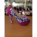 New style African printed fabric peep toe high heel shoes