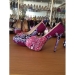 New style African printed fabric peep toe high heel shoes