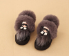 PU leather and fur children ankle boots