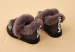 PU leather and fur kids ankle boots