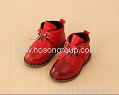 PU leather kids boots with tassels