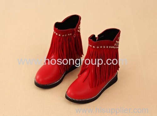 Kids studded ankle boots with tassels